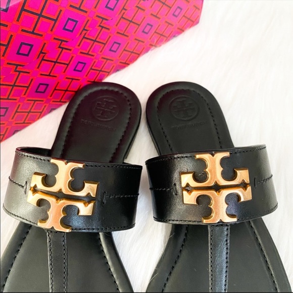 NEW TORY BURCH Everly Backless Thong Sandals BLACK - Picture 4 of 7